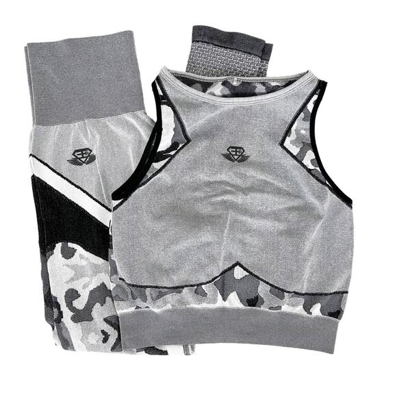 Engineered Life Gray Camo Legging Sports Bra Matching Set Sz M - Picture 1 of 8